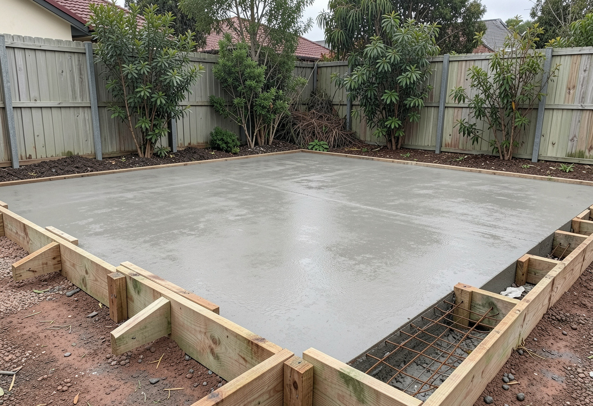 Reinforced concrete slab poured for a home extension in Booragul NSW 2284