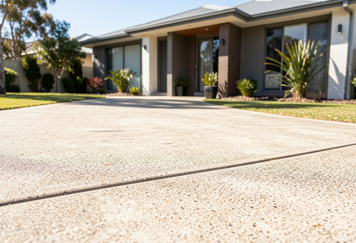 Freshly poured house slab on a new-build lot in Cameron Park