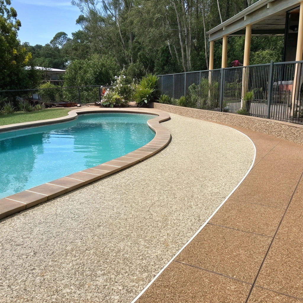 Aggregate exposed in a pool area