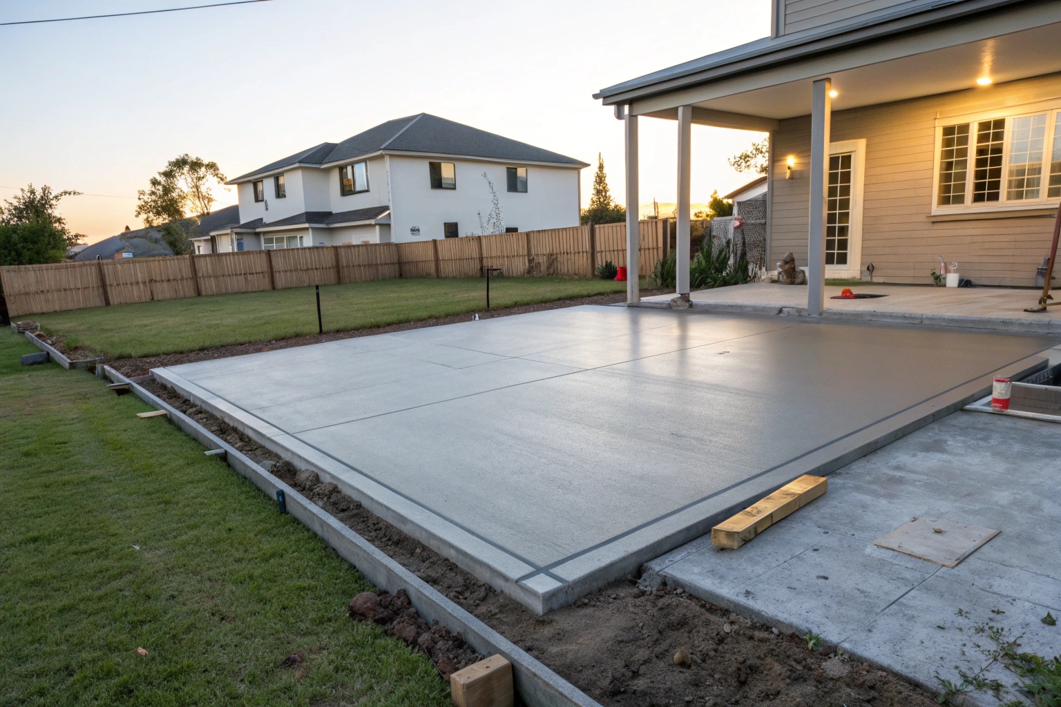 freshly poured concrete slab on residential block in Newcastle NSW