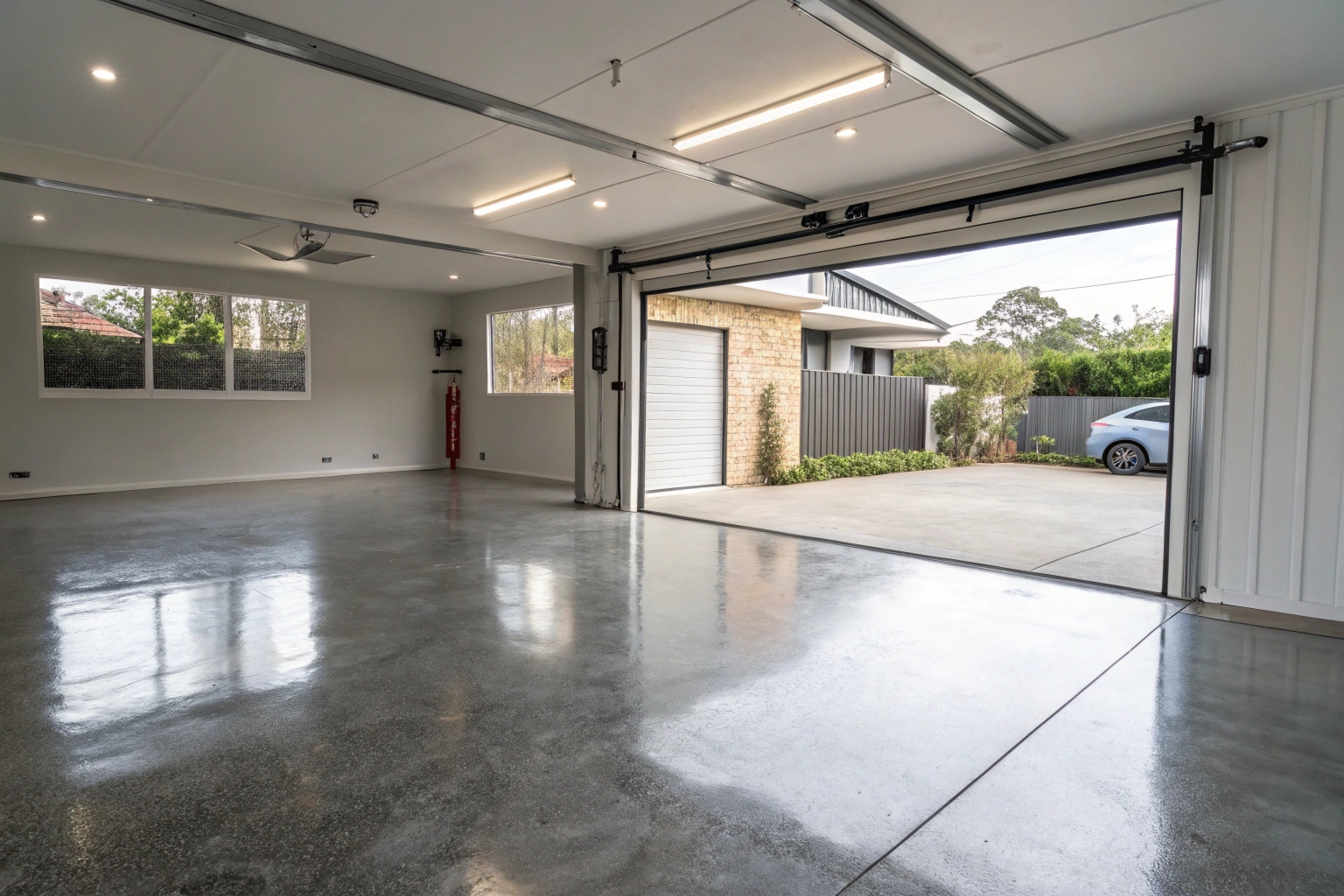 completed garage concrete slab floor in Newcastle NSW residential property