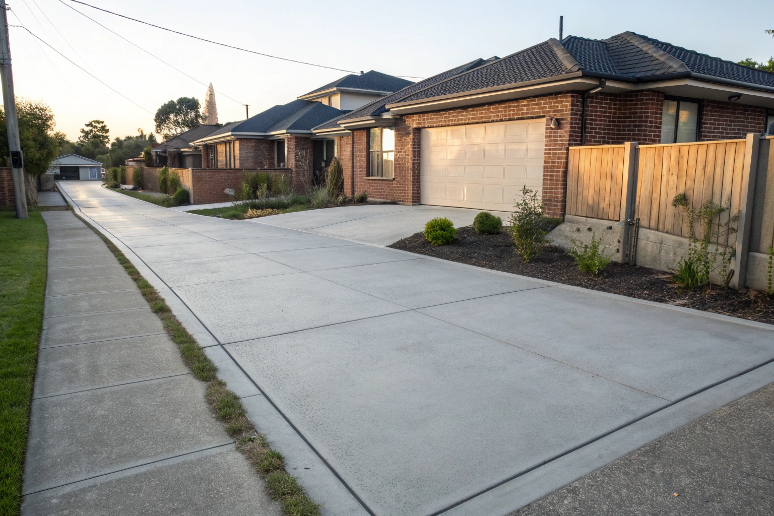 Plain concrete driveway Newcastle residential property